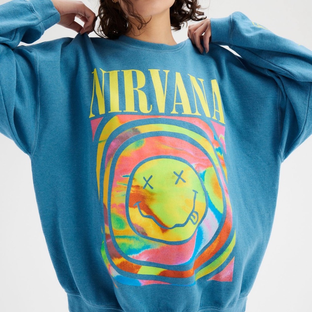Nirvana oversized sweatshirt in turquoise